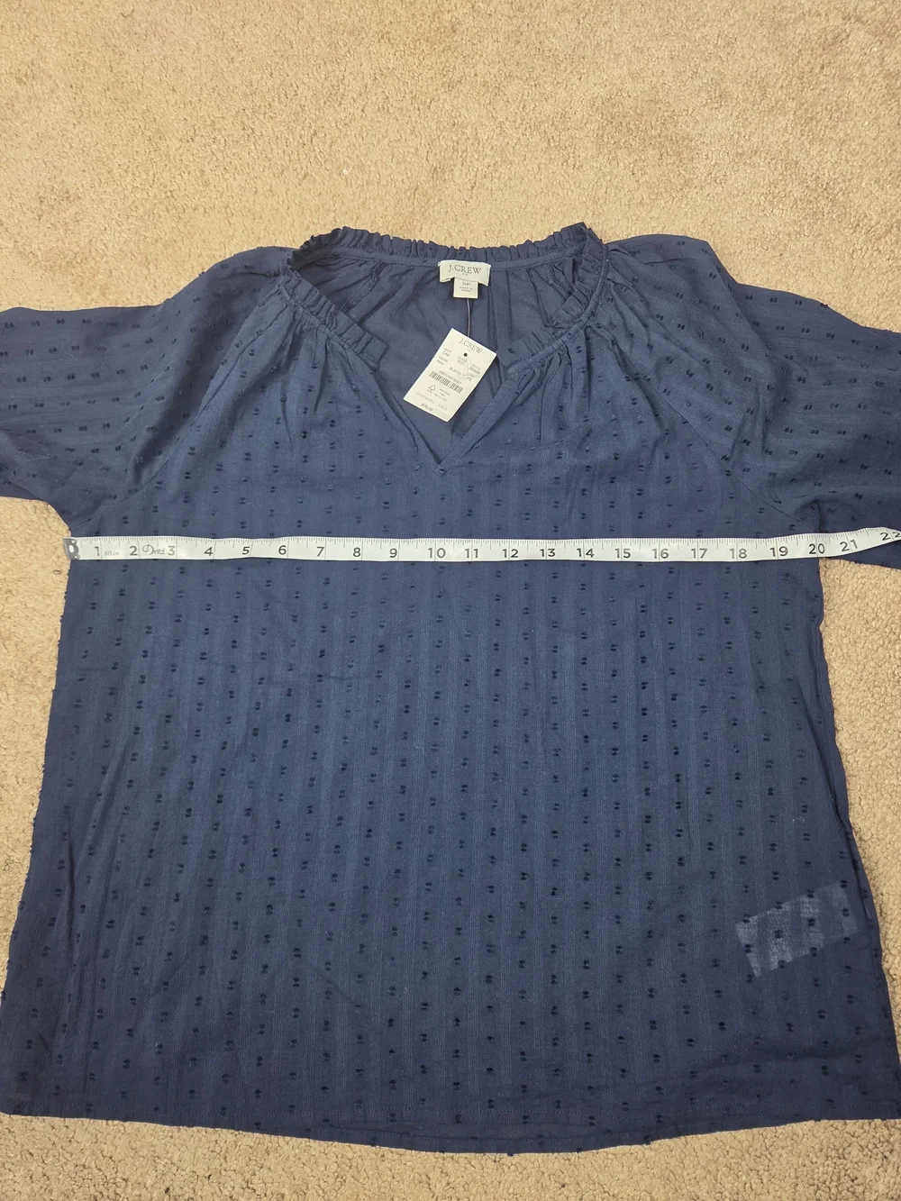 J. Crew Navy Swiss Dot Peasant Top